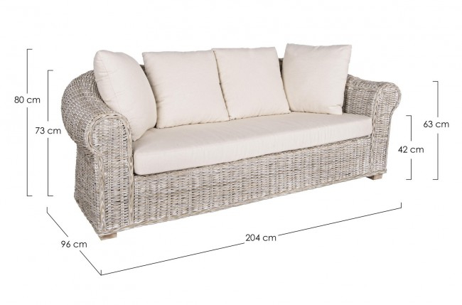 Canapea Coba, Fibra Naturala, Crem, 204x96x80 cm  [2]