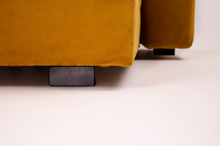 Canapea coltar OSCAR, 2 locuri extensibila, cu sezlong, spatiu depozitare Chesterfield, galben catifea, 245x85 cm [13]