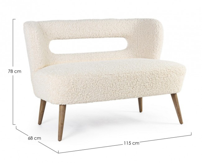 Canapea CORTINA, textil, Alb, 115x68x78cm [2]