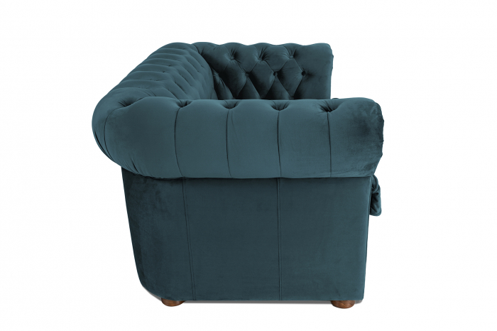 Canapea cu 2 locuri extensibila Chesterfield, albastru-verzui, 150x86x80 cm [3]