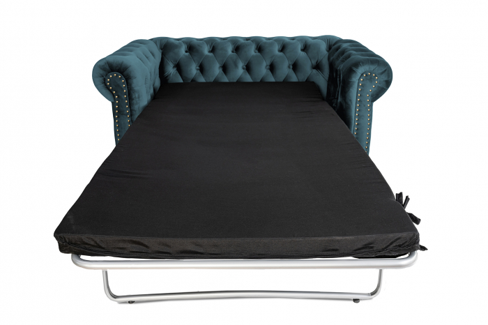 Canapea cu 2 locuri extensibila Chesterfield, albastru-verzui, 150x86x80 cm [9]