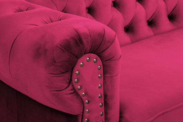 Canapea cu 2 locuri extensibila Chesterfield, fuchsia, 150x86x80 cm [5]