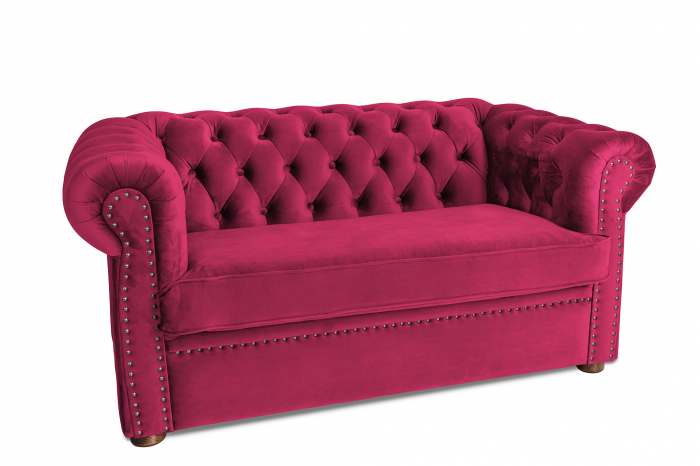 Canapea cu 2 locuri extensibila Chesterfield, fuchsia, 150x86x80 cm [2]