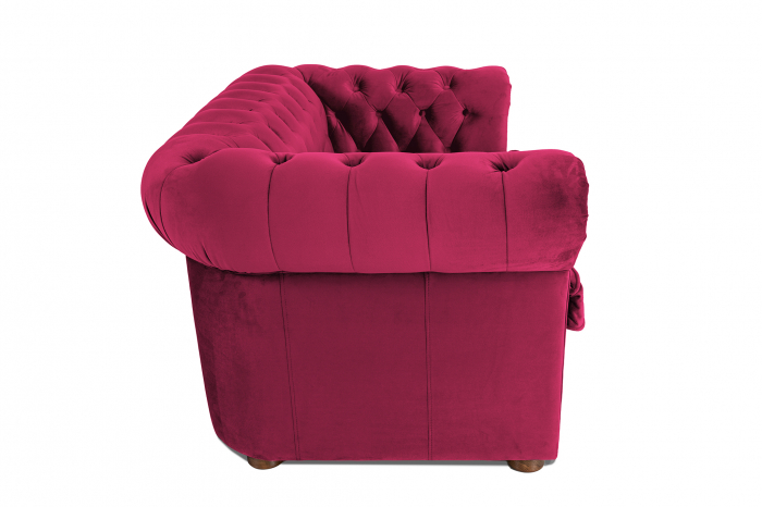 Canapea cu 2 locuri extensibila Chesterfield, fuchsia, 150x86x80 cm [3]