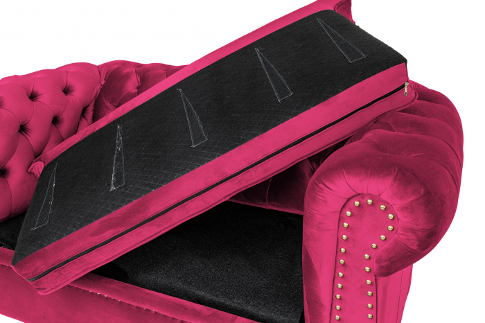 Canapea cu 2 locuri extensibila Chesterfield, fuchsia, 150x86x80 cm [4]