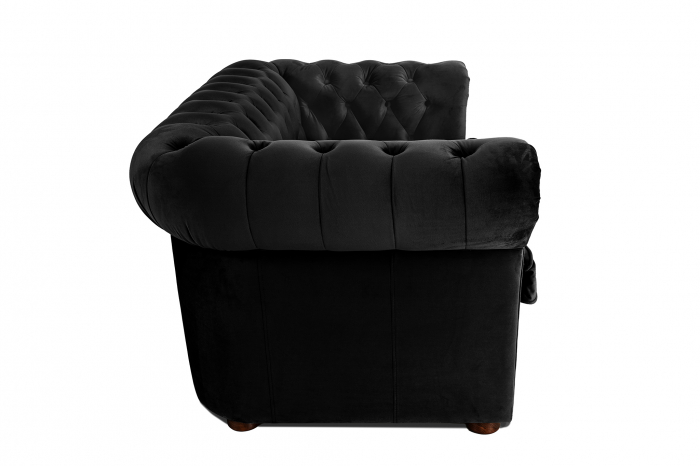 Canapea cu 2 locuri extensibila Chesterfield, negru, 150x86x80 cm [3]