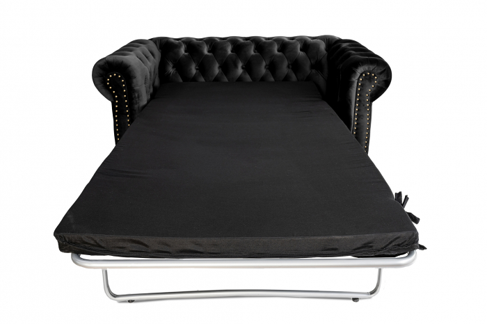 Canapea cu 2 locuri extensibila Chesterfield, negru, 150x86x80 cm [9]