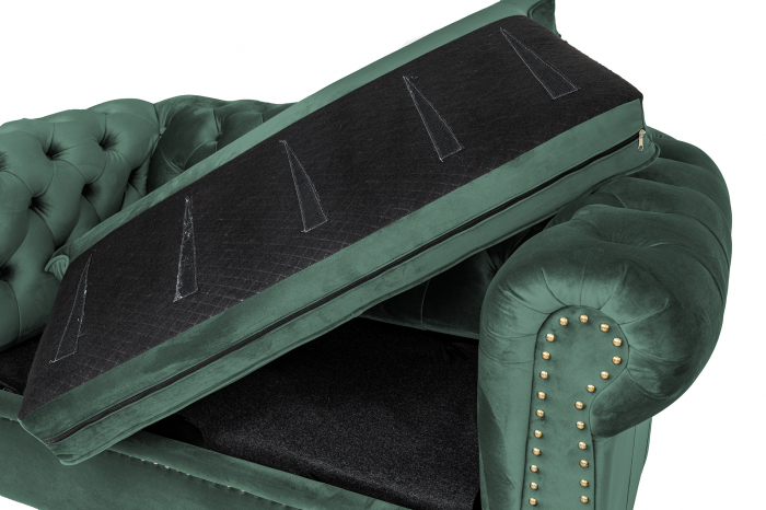Canapea cu 2 locuri extensibila Chesterfield, verde, 150x86x80 cm [4]