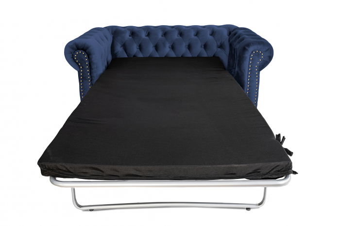Canapea cu 2 locuri extensibila Chesterfield, albastru petrol, 150x86x80 cm [9]
