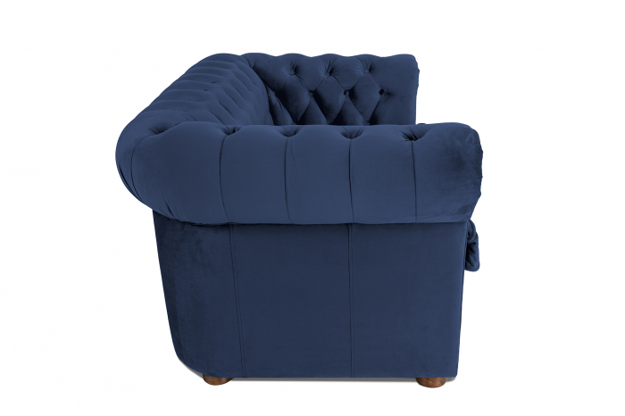 Canapea cu 2 locuri extensibila Chesterfield, albastru petrol, 150x86x80 cm [3]