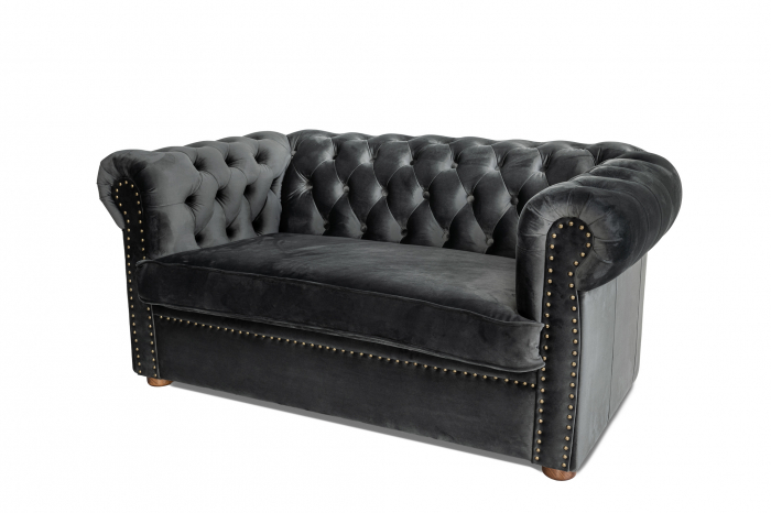 Canapea cu 2 locuri extensibila Chesterfield, gri, 150x86x80 cm [8]