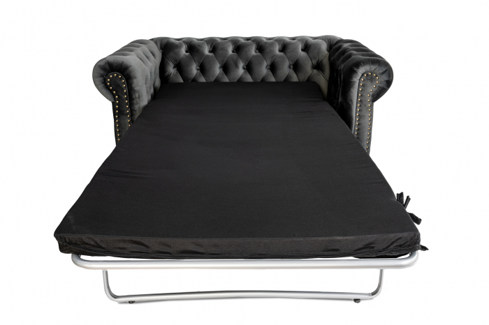 Canapea cu 2 locuri extensibila Chesterfield, gri, 150x86x80 cm [6]
