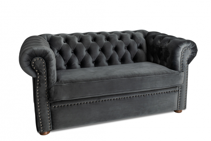 Canapea cu 2 locuri extensibila Chesterfield, gri, 150x86x80 cm [3]