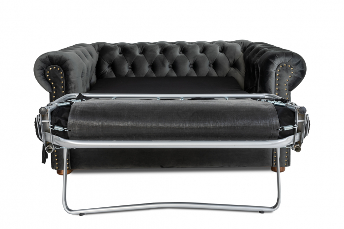 Canapea cu 2 locuri extensibila Chesterfield, gri, 150x86x80 cm [7]