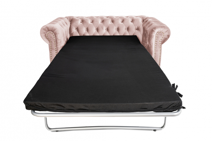 Canapea cu 2 locuri extensibila Chesterfield, roz, 150x86x80 cm [9]