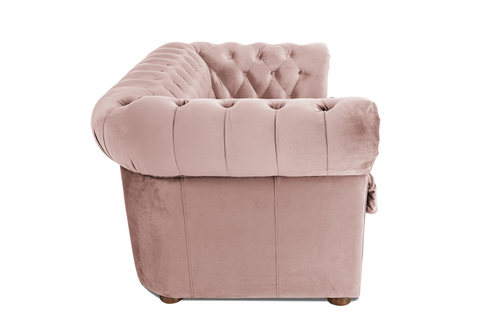 Canapea cu 2 locuri extensibila Chesterfield, roz, 150x86x80 cm [3]