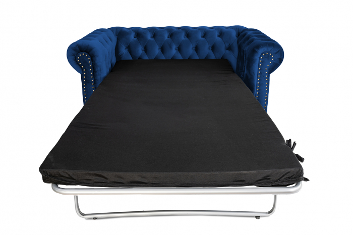 Canapea cu 2 locuri extensibila Chesterfield, albastru, 150x86x80 cm [9]