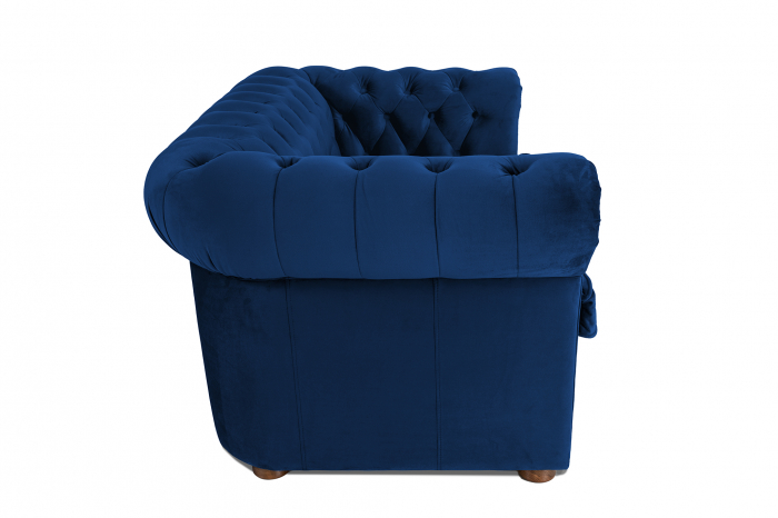 Canapea cu 2 locuri extensibila Chesterfield, albastru, 150x86x80 cm [3]