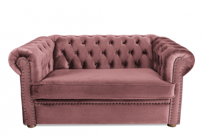 Canapea cu 2 locuri extensibila Chesterfield, roz, 150x66x90 cm LOTUSLAND imagine noua elgreco.ro