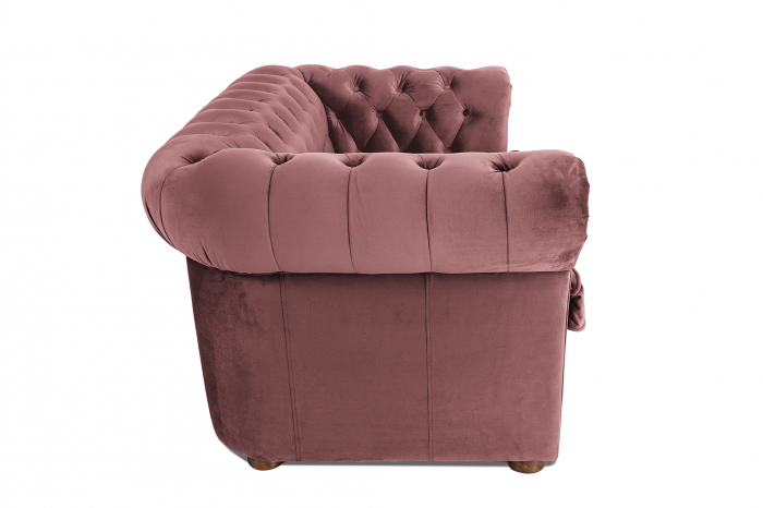 Canapea cu 2 locuri extensibila Chesterfield, roz, 150x86x80 cm [3]