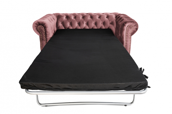 Canapea cu 2 locuri extensibila Chesterfield, roz, 150x86x80 cm [9]