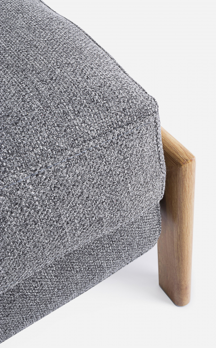 Canapea cu 2 locuri extensibila, Lemn/Otel/Spuma/Poliester, Gri, 151x96x79 cm [11]