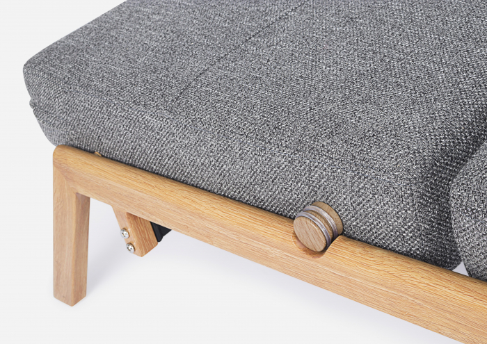 Canapea cu 2 locuri extensibila, Lemn/Otel/Spuma/Poliester, Gri, 151x96x79 cm [10]