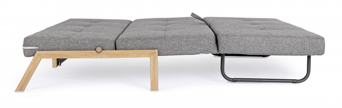 Canapea cu 2 locuri extensibila, Lemn/Otel/Spuma/Poliester, Gri, 151x96x79 cm [8]