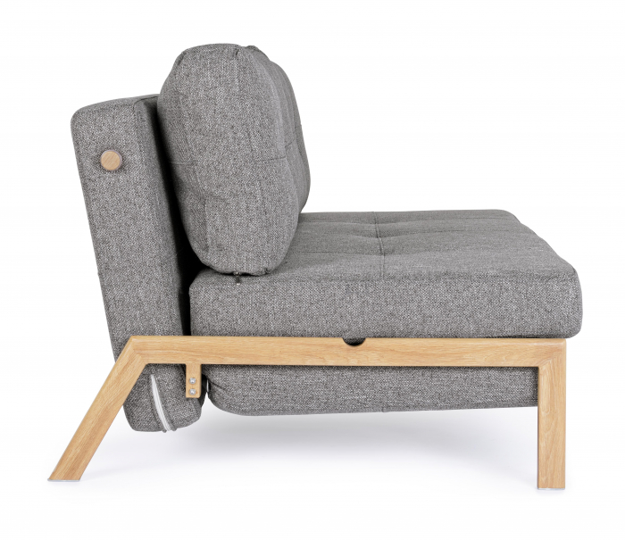 Canapea cu 2 locuri extensibila, Lemn/Otel/Spuma/Poliester, Gri, 151x96x79 cm [9]