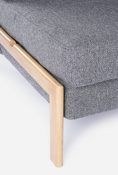 Canapea cu 2 locuri extensibila, Lemn/Otel/Spuma/Poliester, Gri, 151x96x79 cm [3]