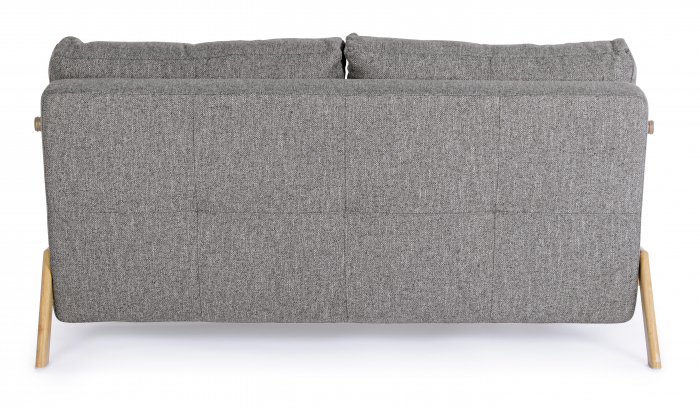 Canapea cu 2 locuri extensibila, Lemn/Otel/Spuma/Poliester, Gri, 151x96x79 cm [4]