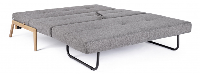 Canapea cu 2 locuri extensibila, Lemn/Otel/Spuma/Poliester, Gri, 151x96x79 cm [5]
