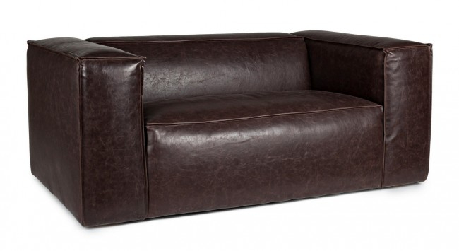 Canapea Dakota, Imitatie din piele, Maro, 166x99x67.5 cm