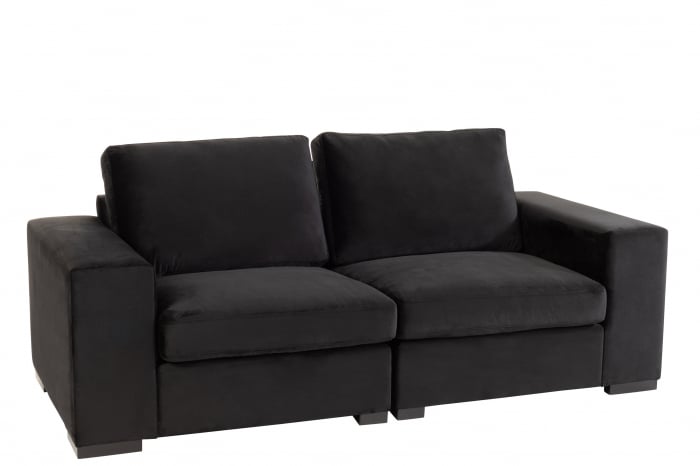 Canapea de 2 locuri Velvet, Textil Lemn, Negru, 212x98x68 cm