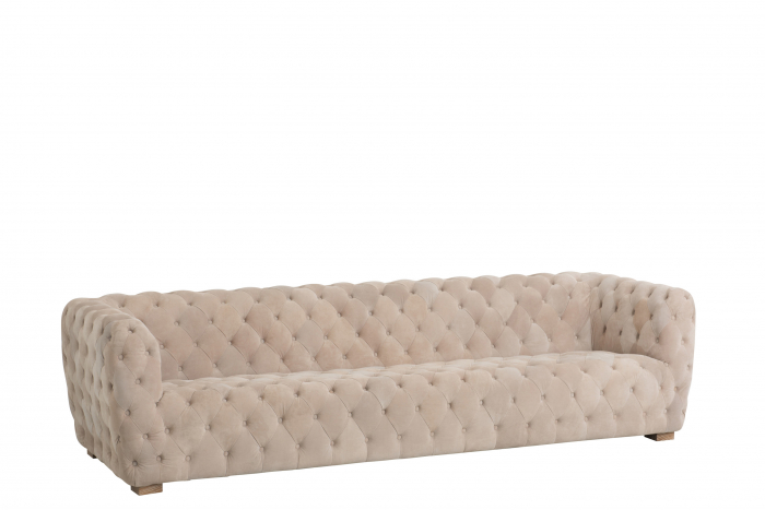 Canapea de 3 locuri Suede, Textil Lemn, Bej, 235x90x70.5 cm
