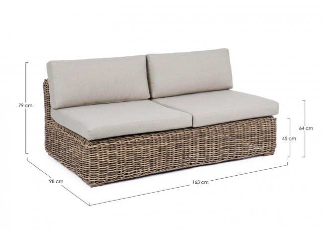 Canapea de exterior Coraline, Aluminiu, Crem, 163x98x79 cm [3]