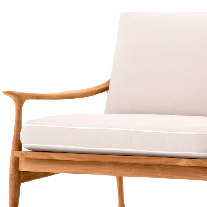 Canapea de exterior Manzo tec natur flores off-white, perne incluse, Dims: W. 181 | D. 82.5 | H. 77.5 | SD. 53 | SH. 46.5 | AH. 57  (CM) [6]