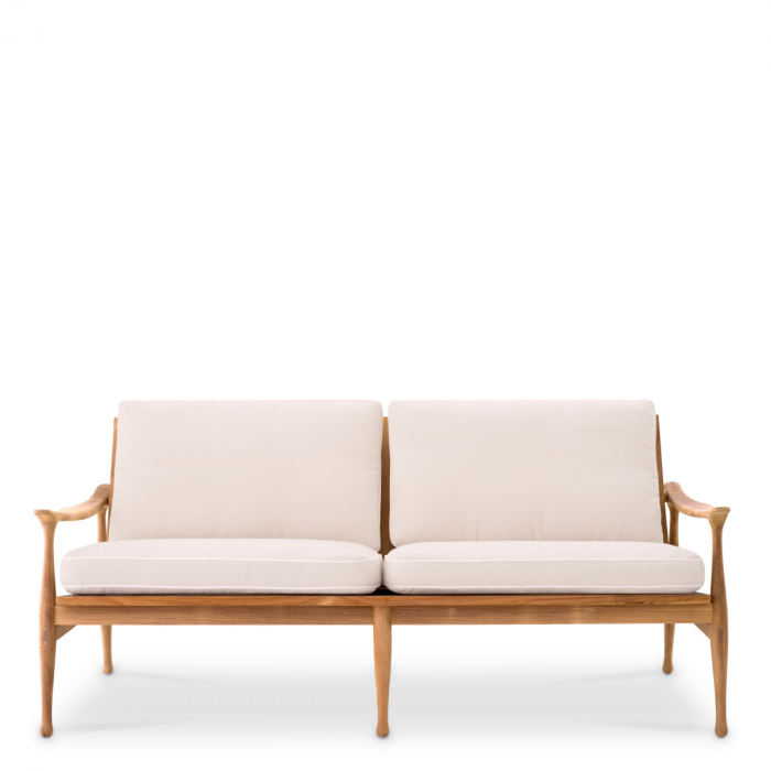 Canapea de exterior Manzo tec natur flores off-white, perne incluse, Dims: W. 181 | D. 82.5 | H. 77.5 | SD. 53 | SH. 46.5 | AH. 57  (CM) [3]