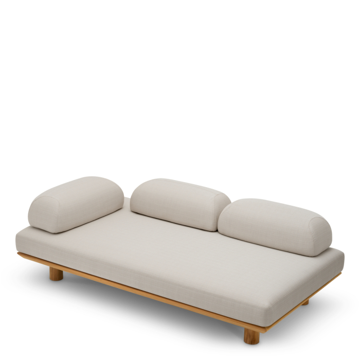 Canapea de exterior Nomade din lemn natural de tec lucio sand |W. 202 | D. 112 | H. 66 | SD. 68 | SH. 43 cm  [3]