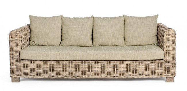 Canapea de gradina Tortaleza, Lemn de mango/Rattan, Maro, 210x90x83 cm  [3]