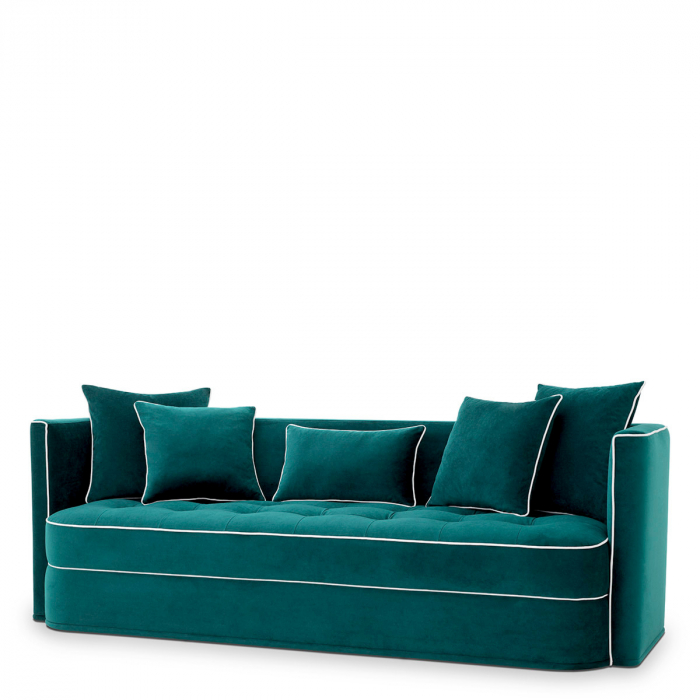 Canapea Dorchester cavett catifea albastra, Dims: W. 225.5 | D. 85 | H. 76 | SD. 55.5 | SH. 45 | AH. 75  (CM) [1]
