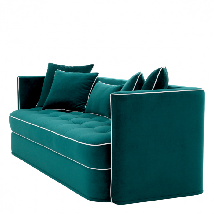 Canapea Dorchester cavett catifea albastra, Dims: W. 225.5 | D. 85 | H. 76 | SD. 55.5 | SH. 45 | AH. 75  (CM) [3]
