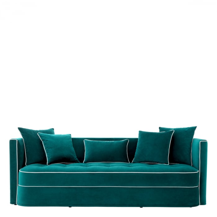 Canapea Dorchester cavett catifea albastra, Dims: W. 225.5 | D. 85 | H. 76 | SD. 55.5 | SH. 45 | AH. 75  (CM) [2]
