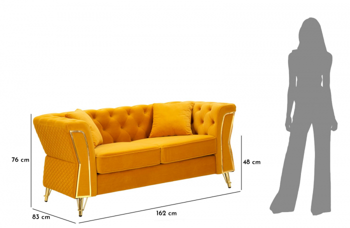 Canapea, EMY, mustar, perne incluse 162x83x76 cm [13]
