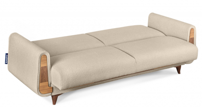 Canapea extensibila 3 locuri GUSTAVO, Lemn/Stofa, bej plusat, 230x98x98 cm [3]