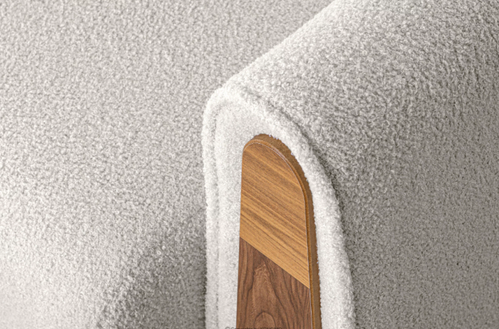 Canapea extensibila 3 locuri GUSTAVO, Lemn/Stofa, alb plusat, 230x98x98 cm [5]