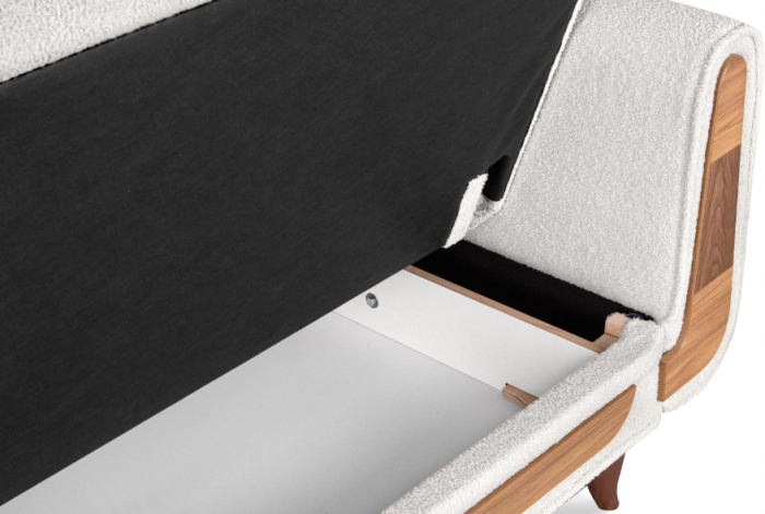 Canapea extensibila 3 locuri GUSTAVO, Lemn/Stofa, alb plusat, 230x98x98 cm [6]