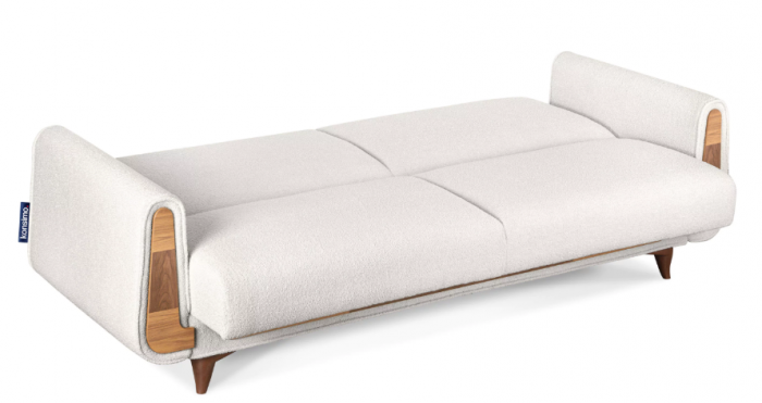 Canapea extensibila 3 locuri GUSTAVO, Lemn/Stofa, alb plusat, 230x98x98 cm [7]
