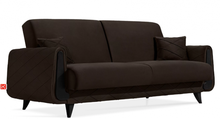 Canapea extensibila 3 locuri GUSTAVO, Lemn/Stofa, maro, 230x98x98 cm [4]