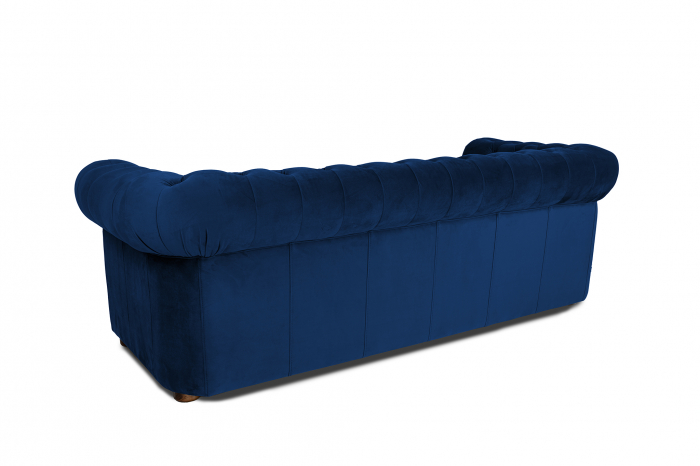 Canapea extensibila Chesterfield, 3 locuri, Albastru, 203x80x86 cm [7]